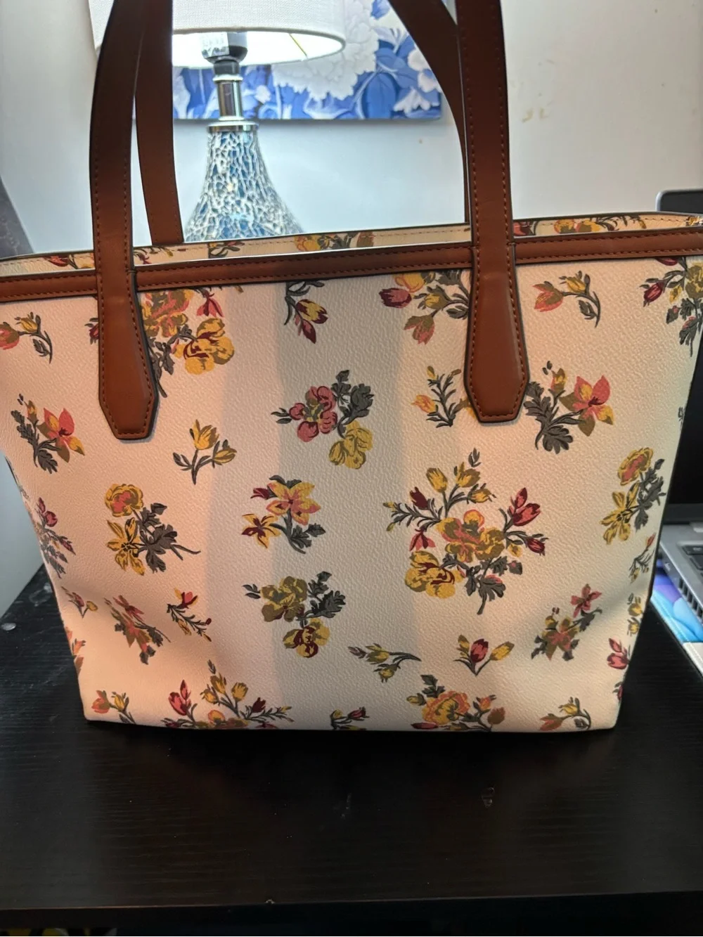 Authentic Rare Tory Burch Kerrington Small Rose Floral Tote Bag– EUC